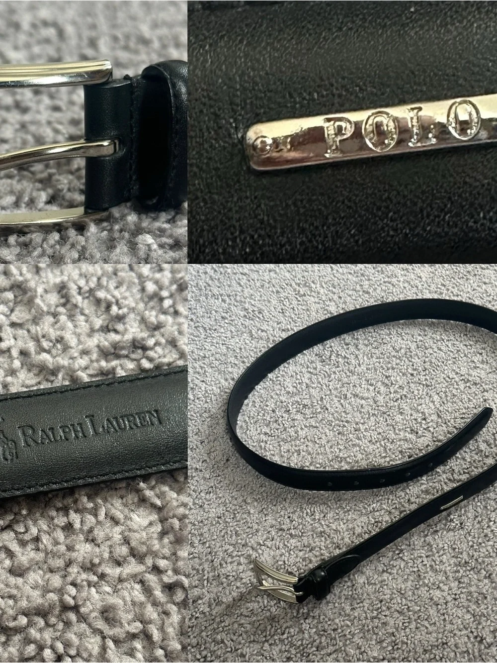 Polo Ralph Lauren Black Leather Belt with Silver-Tone Buckle XL